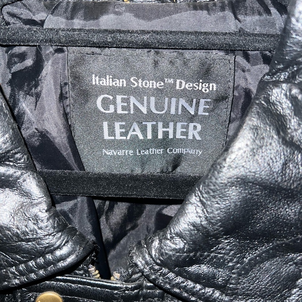 Italian Stone Patchwork Design Navarre Leather Ja… - image 2